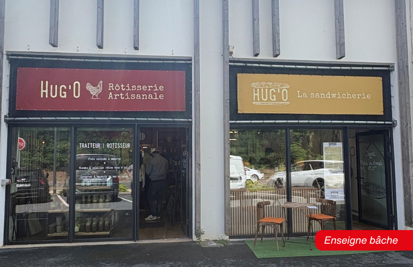 Enseigne bâche pour la sandwicherie Hug’O.